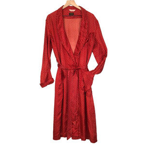 VTG 50s Mens Satin Robe Smoking Jacket Lounge Pak-a-Robe Belted Red Zip Pouch